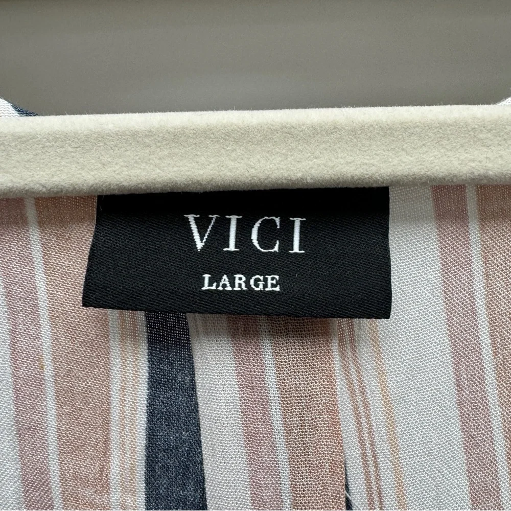 VICI White, Tan, Navy Blue Striped Maxi Dress - Picture 2 of 9